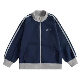 罗蒙童装男童外套2026春秋新款中大童立领棒球服复古学院风卫衣潮