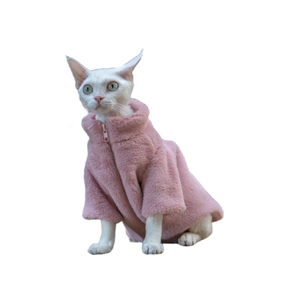 GINGERAIN猫咪仿濑兔毛拉链大衣