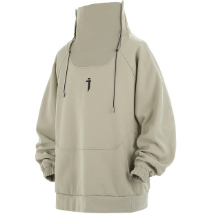 吉业重工秋冬潮牌嘻哈高领机能加绒卫衣男女宽松休闲oversize外套