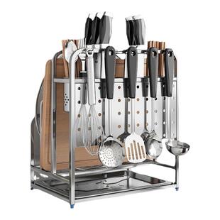 304不锈钢厨房刀架置物架菜刀砧板架一体菜板放置架筷子刀具收纳