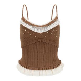 ORA GENESIS2025年冬季新品时尚针织拼接雪纺吊带