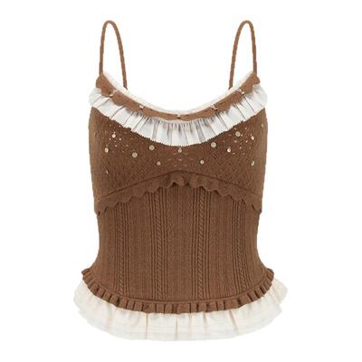 ORA GENESIS2025年冬季新品时尚针织拼接雪纺吊带