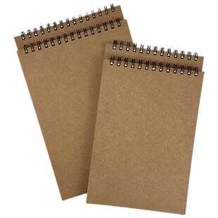 牛皮纸线圈竖上翻加厚空白草稿笔记本子定制考研考试幼儿园记录本