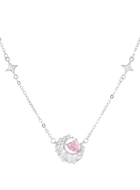 S925纯银新款轻奢幻梦心月项链女高级感网红ins风锁骨链礼物饰品