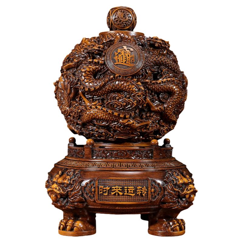吉祥伞时来运转龙转乾坤鼎摆件