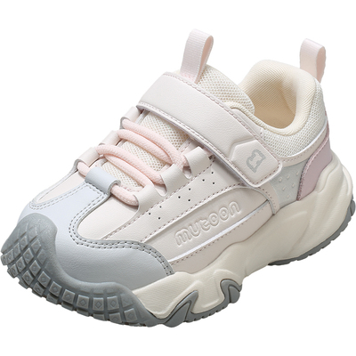 牧童女童鞋子皮面防水运动鞋