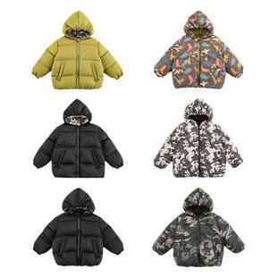 幼悠男童2025新款卡通恐龙两面穿连帽羽绒服冬季杜邦三防保暖外套