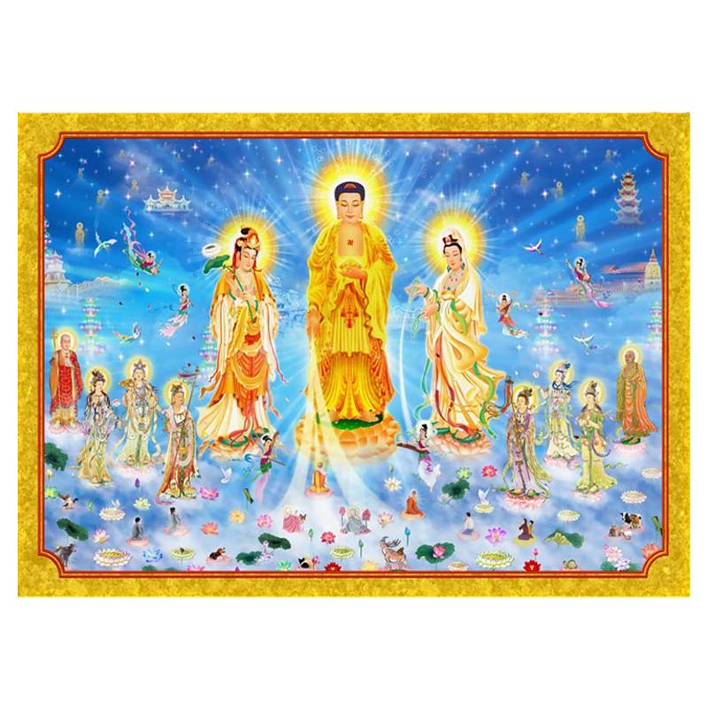 无缝防水防潮西方三圣背景墙壁画