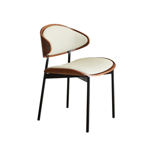 意式复古伊姆斯餐椅设计师家用实木软包靠背椅酒店高级会客洽谈椅