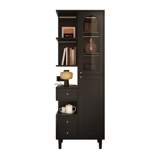 复古风转角书柜落地沙发边柜小户型儿童卧室床头柜书架一体置物架