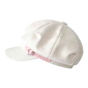 ola voce原创星星金属扣画家帽女显脸小贝雷帽子学院风白色八角帽