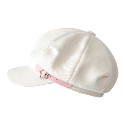 星星金属扣学院风八角帽