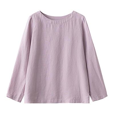 梭家｜阳光很轻｜基础款汉麻长袖T恤春夏女新款圆领宽松百搭上衣