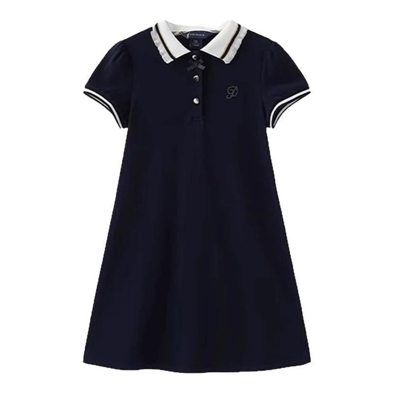 女童夏装学院风POLO领连衣裙连衣裙
