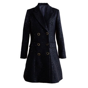 小香风外套女秋冬中长款名媛时尚洋气修身显瘦高级感女款毛呢外套