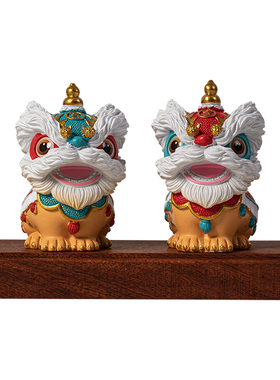新年醒狮招财树脂工艺品桌面摆件