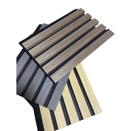 外贸MDF木条六边形可弯曲栅吸音板聚酯纤维隔音板格AKU背景墙