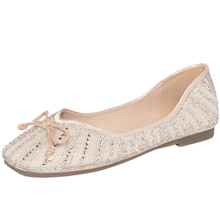 REEMOOR睿慕仙女风浅口单鞋2026春夏新款水钻珍珠气质软底鞋女鞋