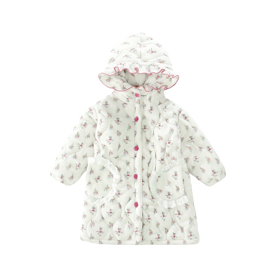 儿童三层夹棉睡袍宝宝长款浴袍