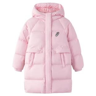 ASICS/亚瑟士童装女童三防中长款羽绒服面包服保暖儿童黄色外套