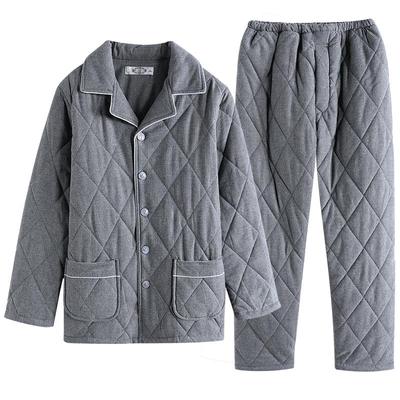 美标加厚保暖夹棉睡衣套装男