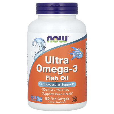 NOW诺奥Ultra鱼油软胶囊ω-3欧米伽3帮助心脏血管EPA脑健康DHA