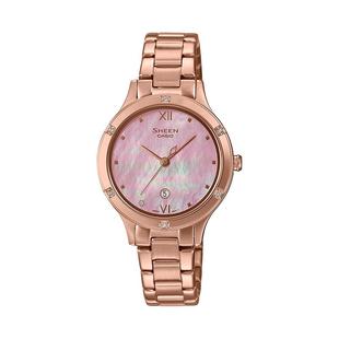 【新年礼物】casio旗舰店SHE-4546PG玫瑰金贝母手表卡西欧SHEEN