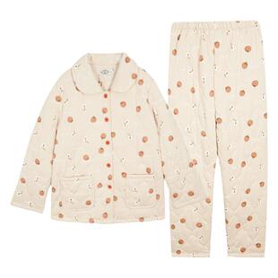 美标睡衣冬季加厚三层夹棉袄秋冬加棉保暖家居服甜美可爱套装女士