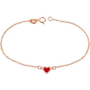 ZJUZ彩金手链女款18K金手链au750小红心手链玫瑰金手链手镯送女友