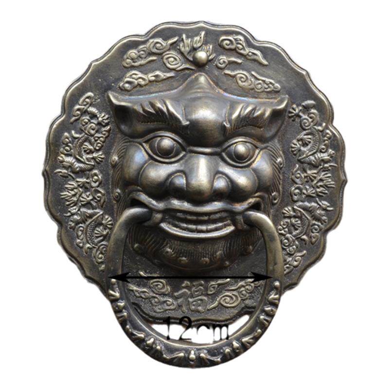 中式仿古实木门扣手大门把手纯铜狮子头把手玻璃门兽头门环铜拉手