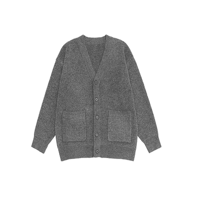 慵懒风含绵羊毛针织开衫毛衣男装V领高级感宽松休闲外套男女上衣