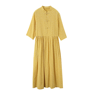 小乐往亲子装12课 春夏棉印花轻中式中袖女童度假拍照母女连衣裙