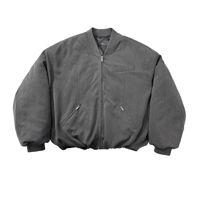 Aurocean 复古学院感bomber棉服 宽肩廓形深灰色棉衣外套