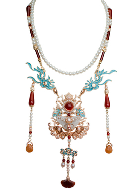 清月鹿鸣翡翠玛瑙女女璎珞项链