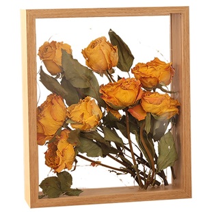 干花相框diy手工永生花玫瑰保存木质画框中空双面展示盒摆台礼物