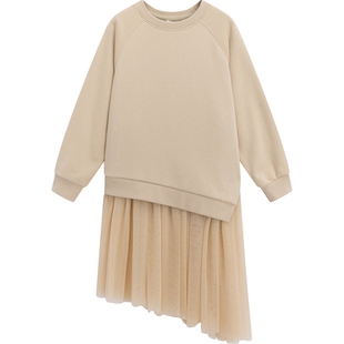 播broadcute童装连衣裙秋冬新款女童设计感中长公主裙KGQ4L548