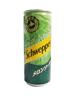 日本进口可口可乐哈密瓜奶油苏打汽水密瓜味果汁碳酸饮料250ml罐