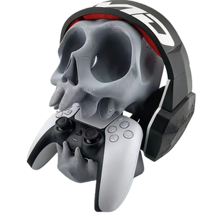 骷髅头PS4/PS5游戏手柄头戴式耳机支架电竞通用多功能桌面摆件