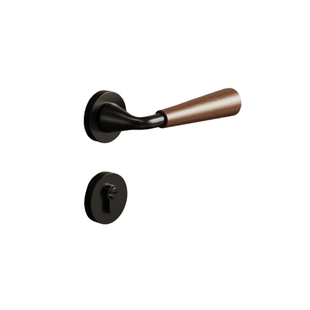 木柄复古原木风卧室门锁室内木门家用锁具磁吸静音胡桃木把手门锁