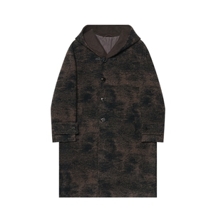 JDV男装复古连帽大衣冬季新款毛呢大衣绵羊毛男士大衣外套WCO5302