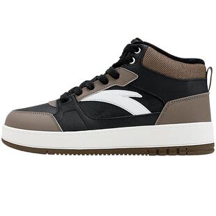 安踏元年加绒加厚保暖二棉板鞋厚底男鞋2026冬季新款皮面高帮棉鞋