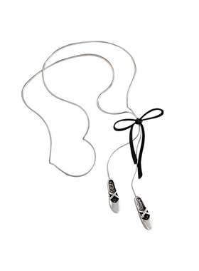 轻奢小众蝴蝶结芭蕾舞鞋项链女