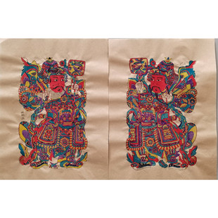 潍坊杨家埠木板年画多款中号白宣戏曲炕头画年画传统手工非遗作品