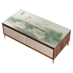 茶几垫防水防油长方形家用办公室用pvc荷花桌垫软质玻璃茶几桌布