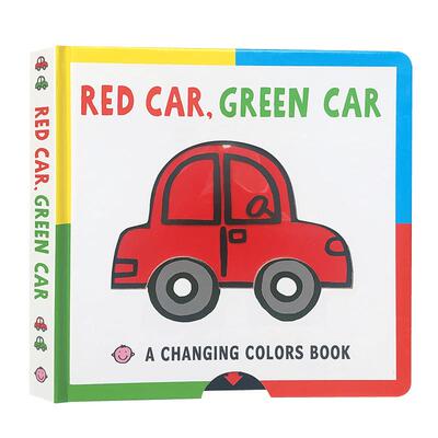 英文原版 幼儿颜色启蒙认知 抽拉操作纸板书 交通工具系列 Red Car, Green Car: A Changing Colors Book Roger Priddy单词学习书