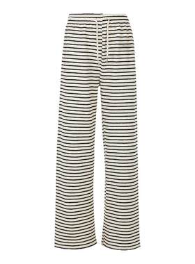 伊华欧秀【新品】慵懒风毛圈条纹卫裤松紧抽绳阔腿休闲长裤运动裤