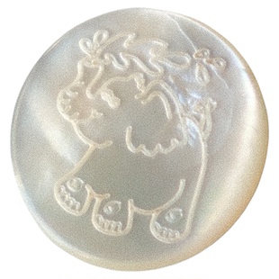 15mm一颗价德国JIM自然白底小象图案珍珠母贝纽扣