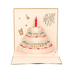生日贺卡录音贺卡有声发光加油卡礼物祝福高级感纸雕手工创意高档3d立体diy送恋人员工定制代写文字小卡片