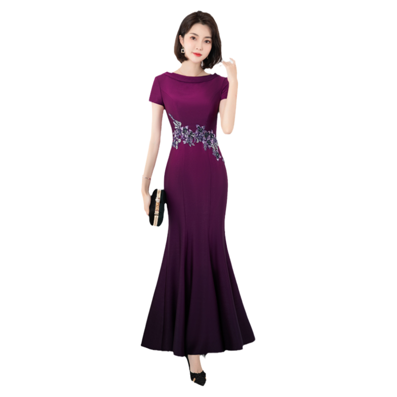 高端晚礼服2025新款喜婆婆中年妈妈参加婚礼高贵婚宴鱼尾连衣裙秋