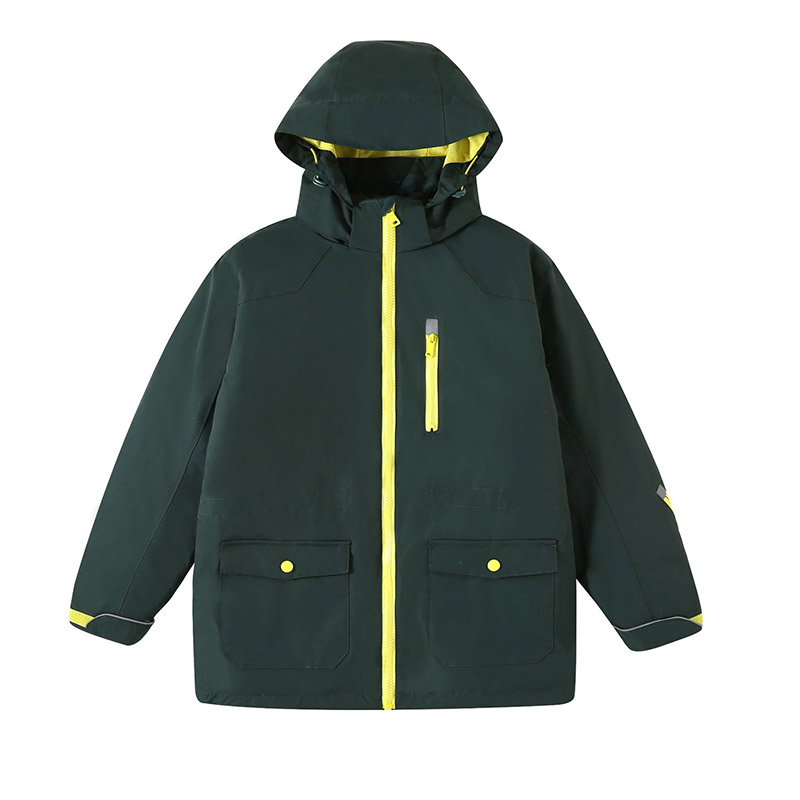 学生冬季防寒服墨绿色冲锋衣校服